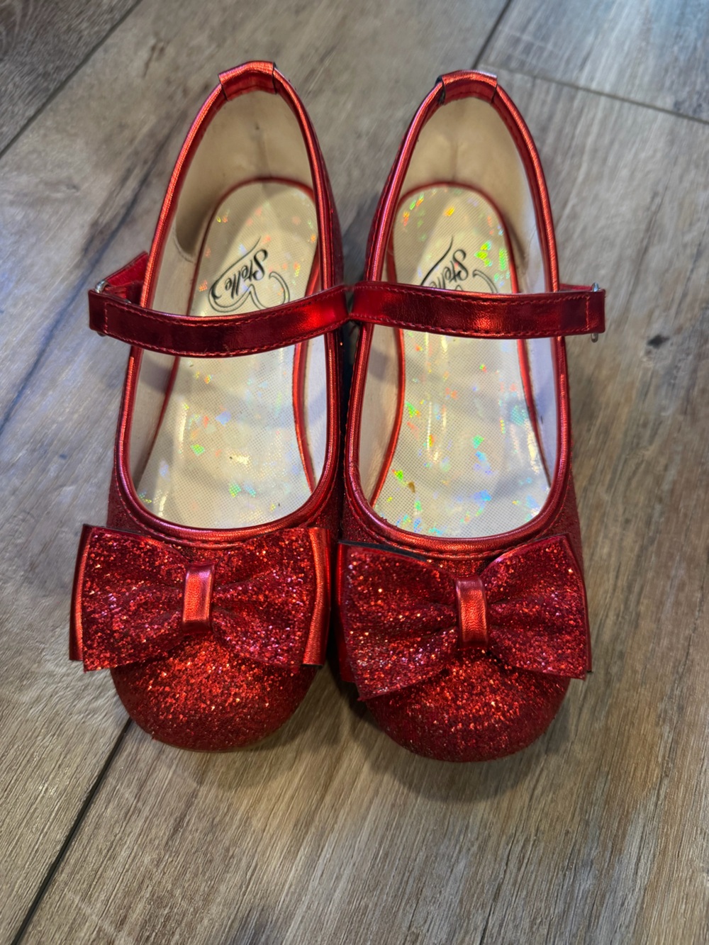 Stelle Girls Glitter Dress Shoe Flower Size 13 in Royal Red - Picture 4 of 8
